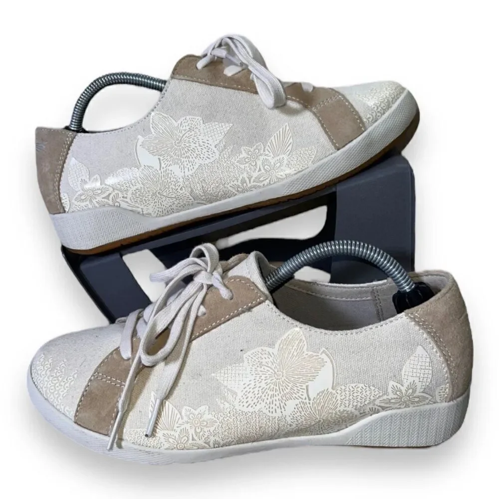 Dansko Olisa Floral Print Sneakers Beige/Tan 47100303303 Women's 7.5-8
